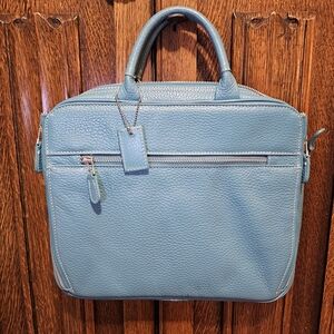 Rare Vintage Latico Teal Pebble Leather Tablet Bag